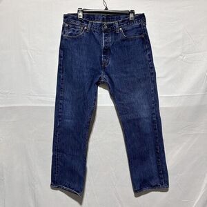 Levi's 501‎ Straight Leg Jeans W35 L30 Men's Dark Wash Blue Button Fly